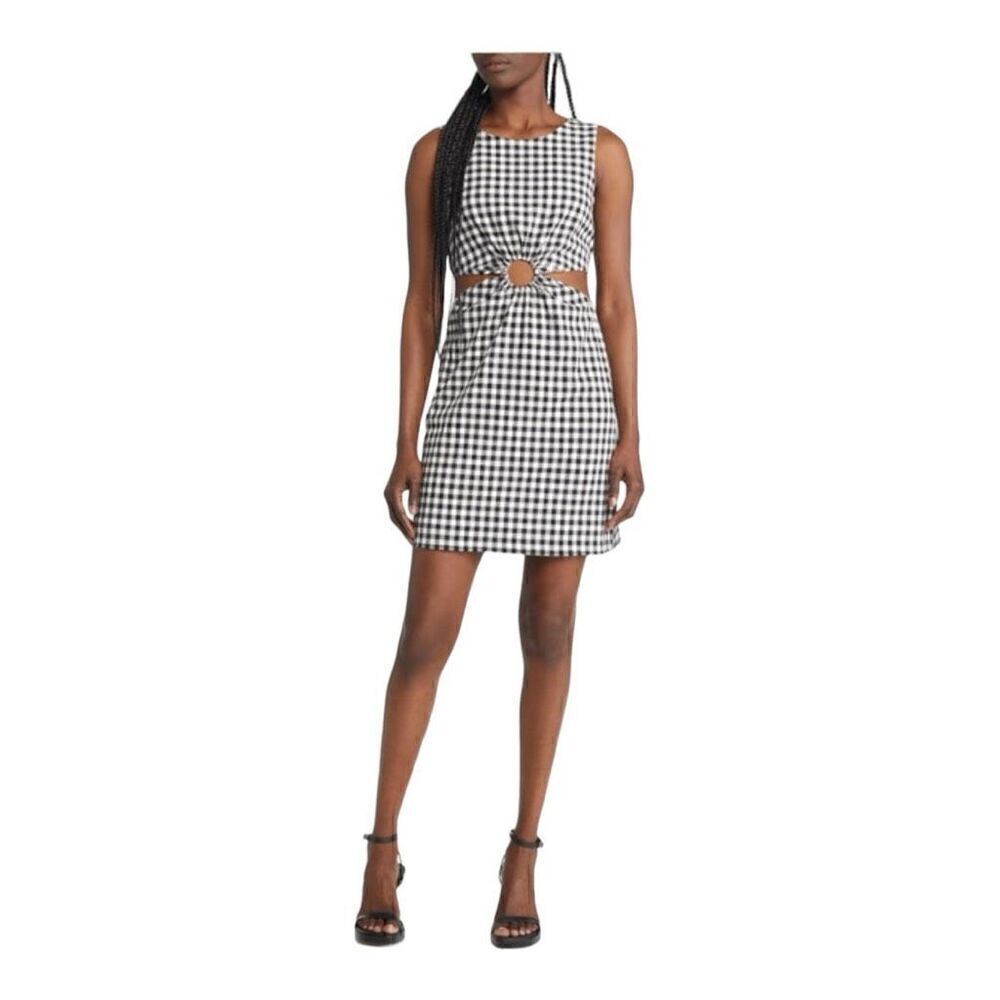 Wayf Jules Cutout O-ring Minidress in Black and White Size Medium